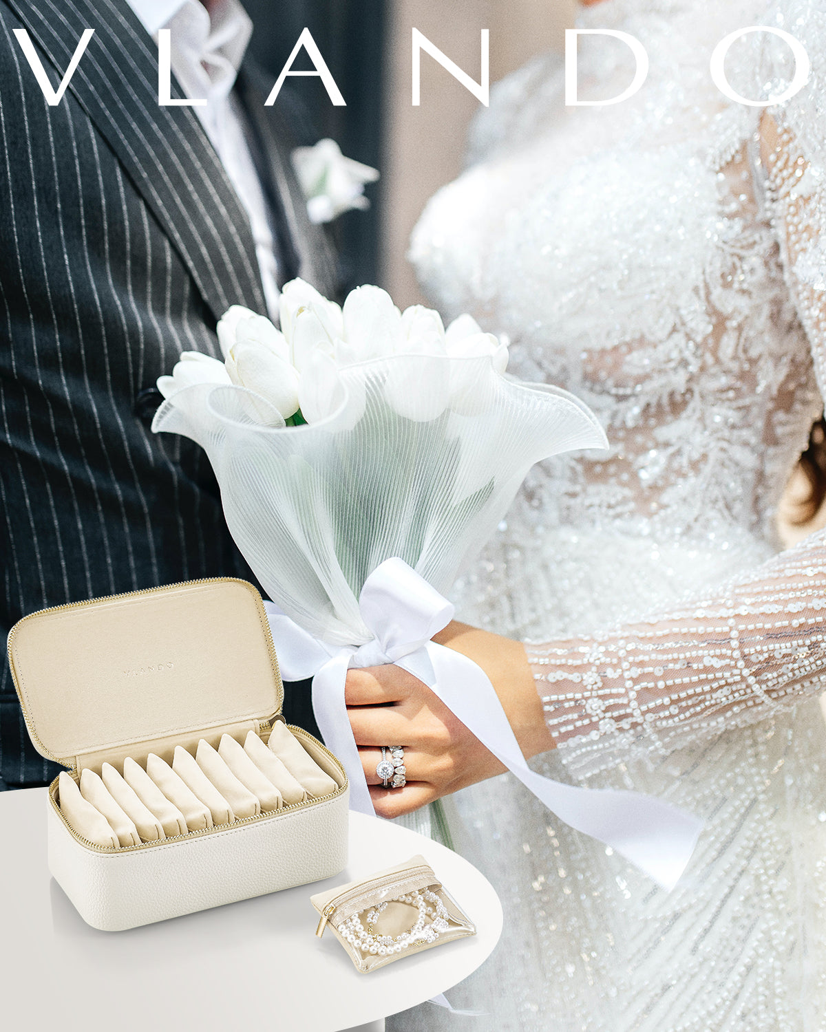 VLANDO Travel Ritua-Maidenhood Faux Leather Jewelry Organizer with 12 Visible Pouches,Portable Jewelry Storage