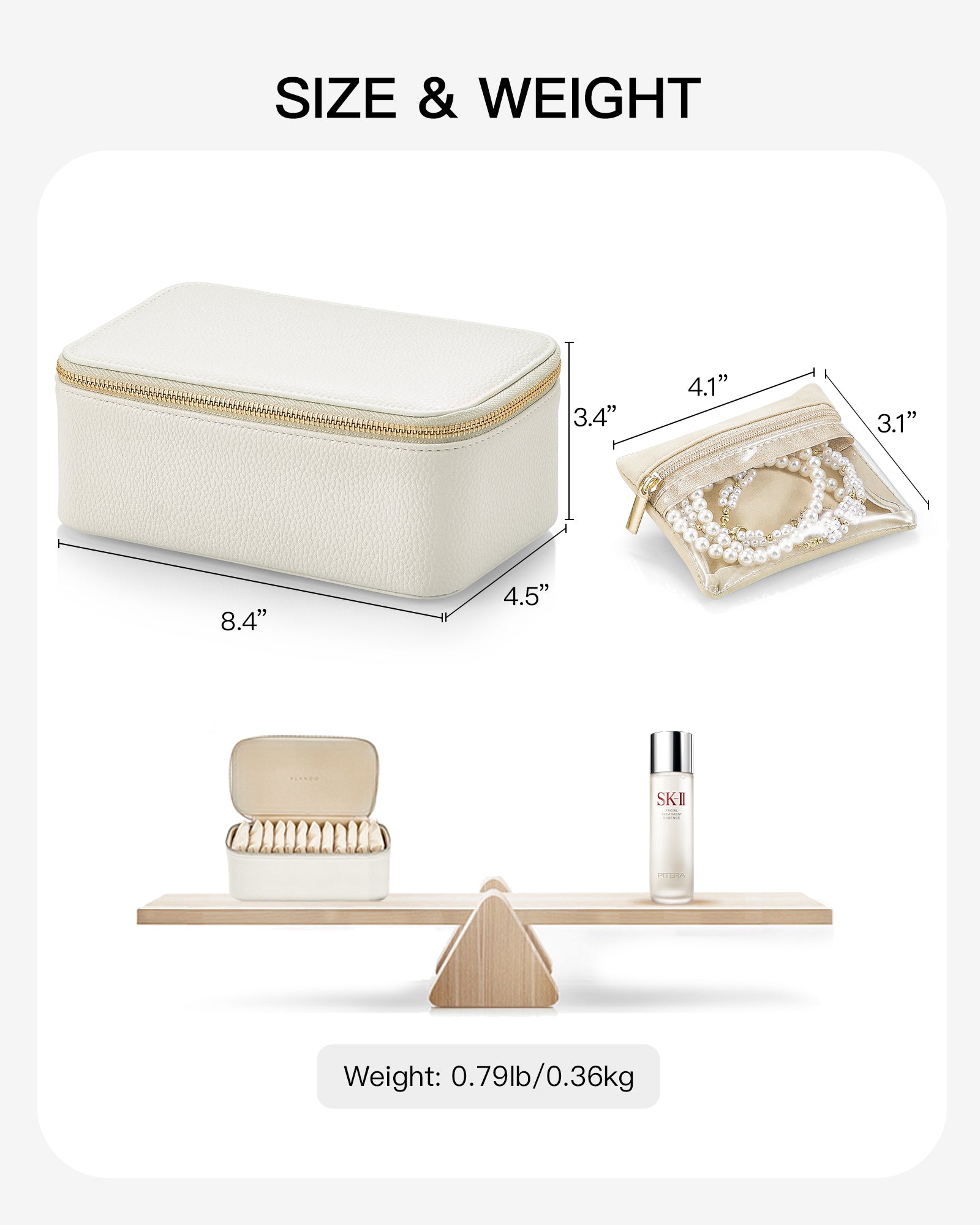 VLANDO Travel Ritua-Maidenhood Faux Leather Jewelry Organizer with 12 Visible Pouches,Portable Jewelry Storage