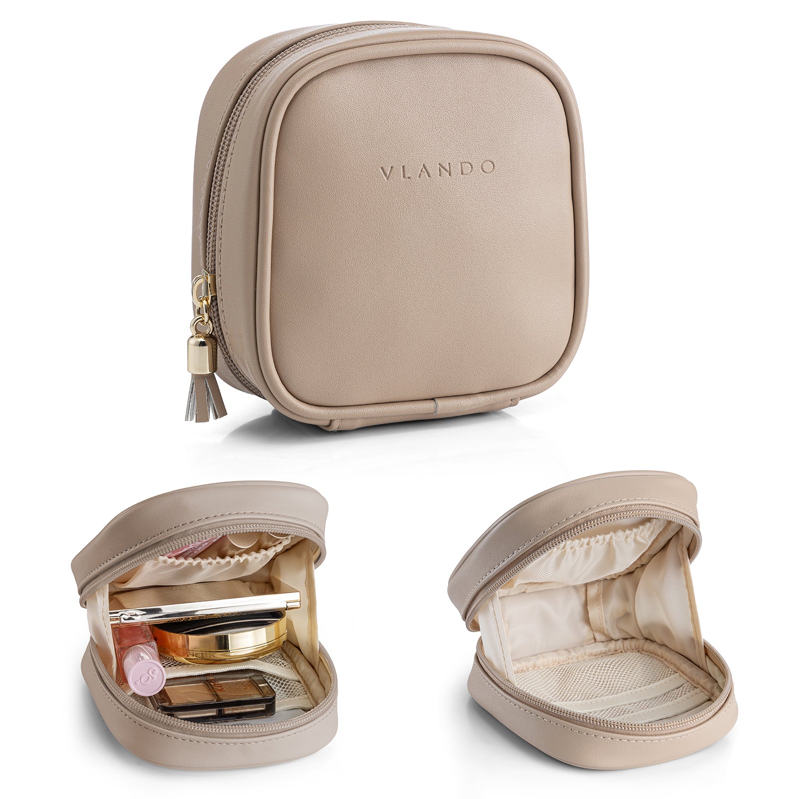 VLANDO Travel Ritual-Mini Makeup Bag,Travel Makeup Bag – Compact Waterproof PU Leather Cosmetic Organizer