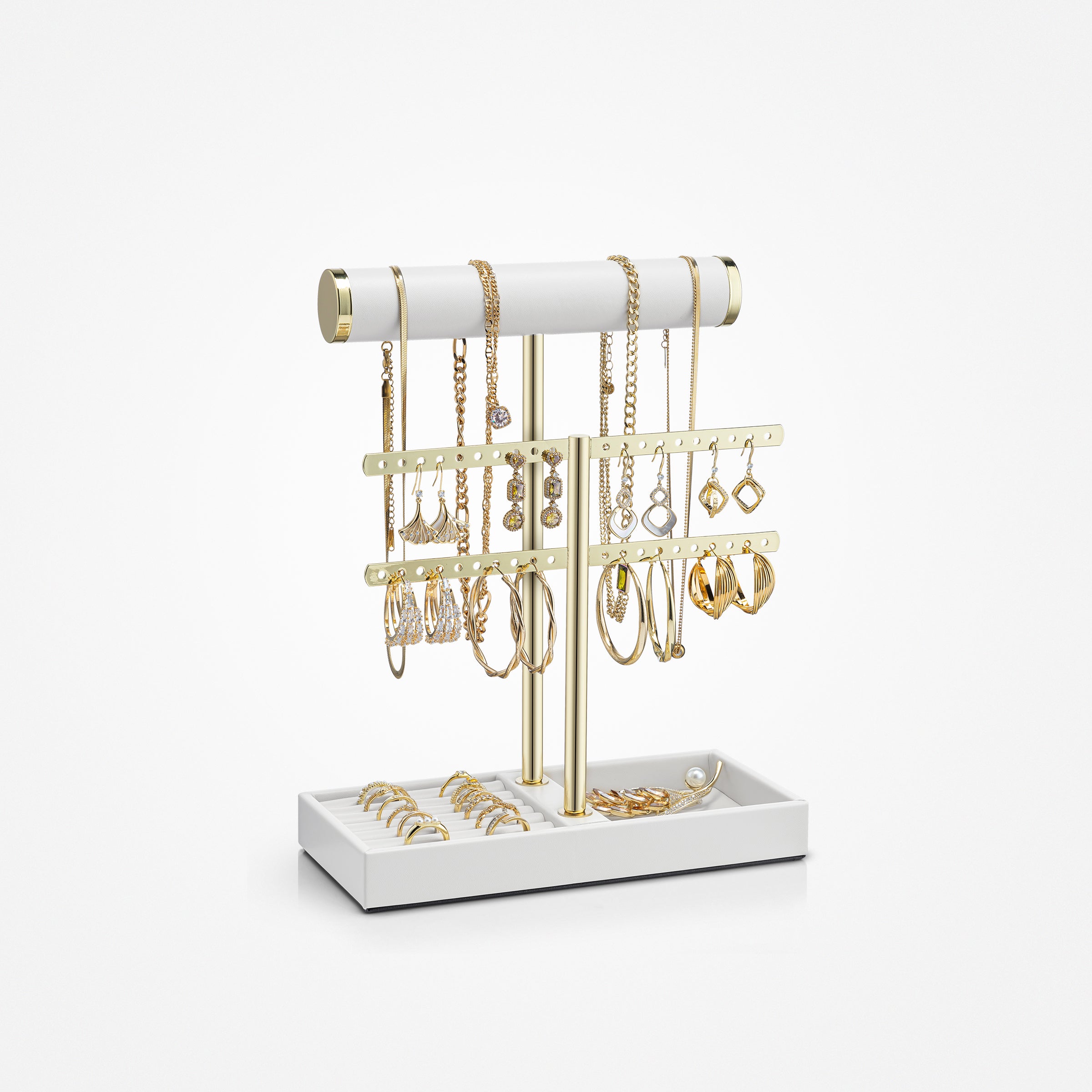 VLANDO Quiet Luxe 2-Tier Jewelry Holder Organizer with Tray