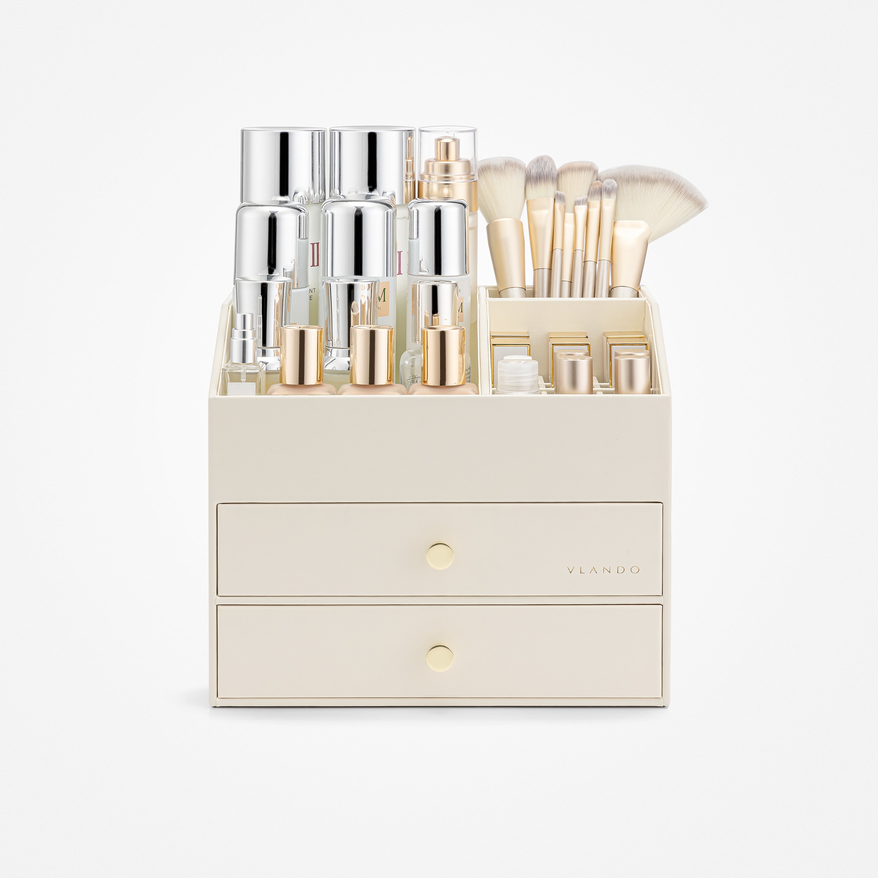 VLANDO Quiet Luxe Vanity & Makeup Organizer with 2 Drawers