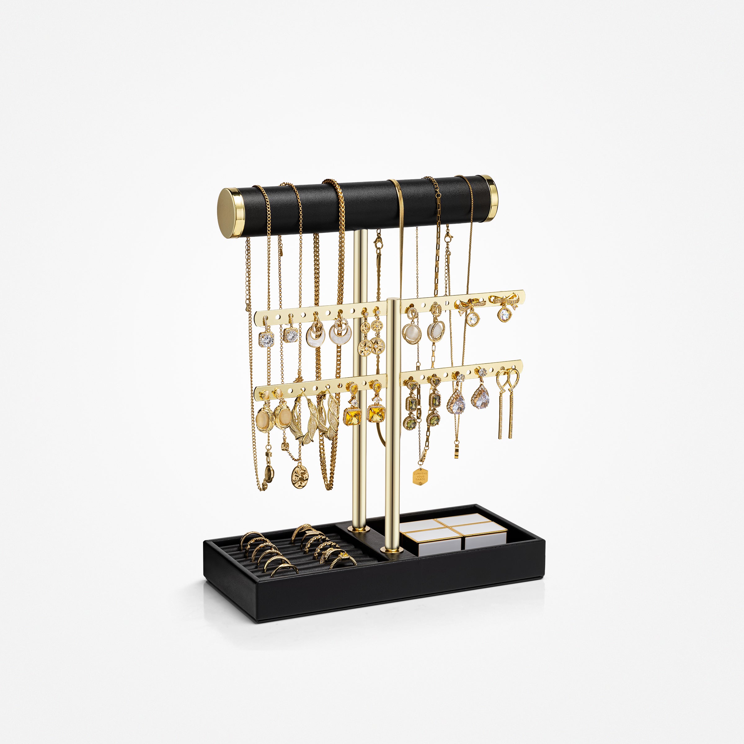 VLANDO Quiet Luxe 2-Tier Jewelry Holder Organizer with Tray