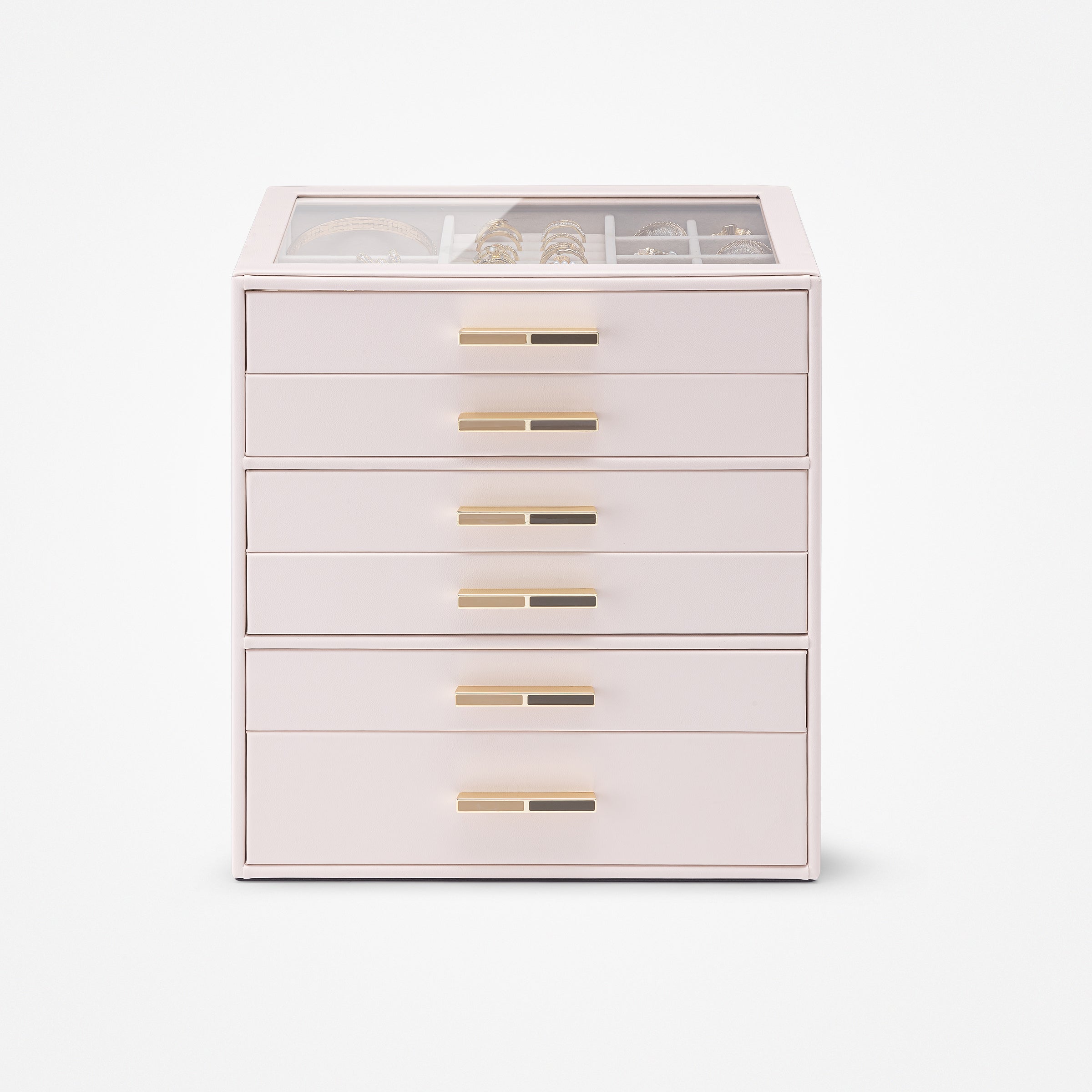 VLANDO Quiet Luxe 6-Layer Glass Lid Jewelry Box Organizer