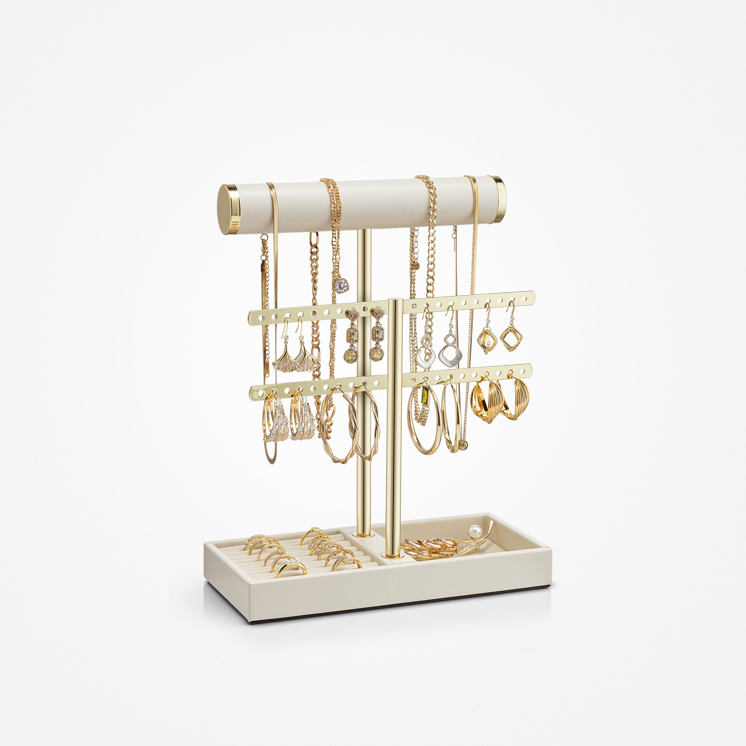 VLANDO Quiet Luxe 2-Tier Jewelry Holder Organizer with Tray