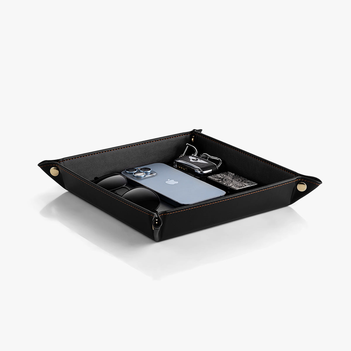 VLANDO Leather Valet Tray Organizer – Nightstand & Vanity Catchall Tray for Keys, Wallet & Accessories