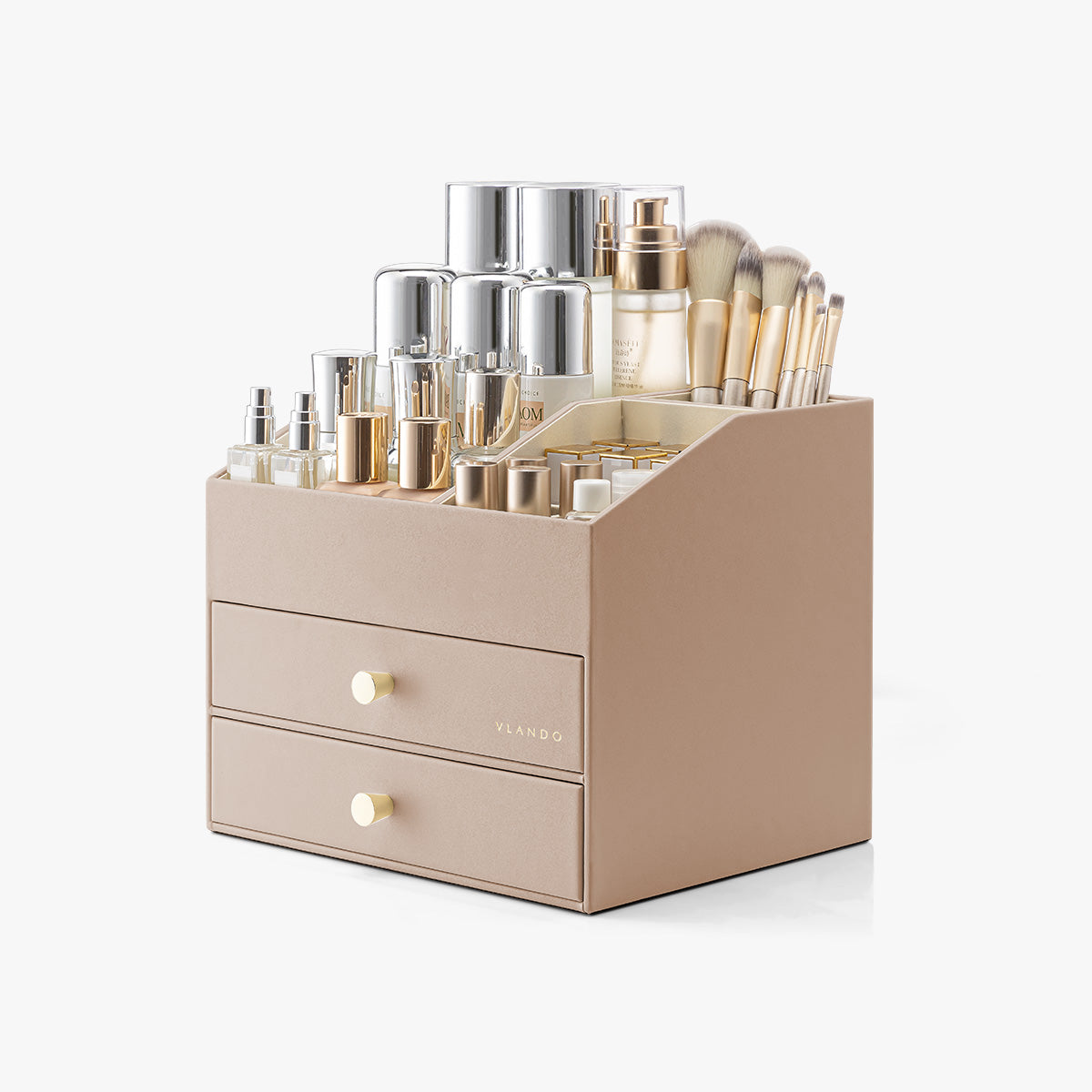 VLANDO Quiet Luxe Vanity & Makeup Organizer with 2 Drawers