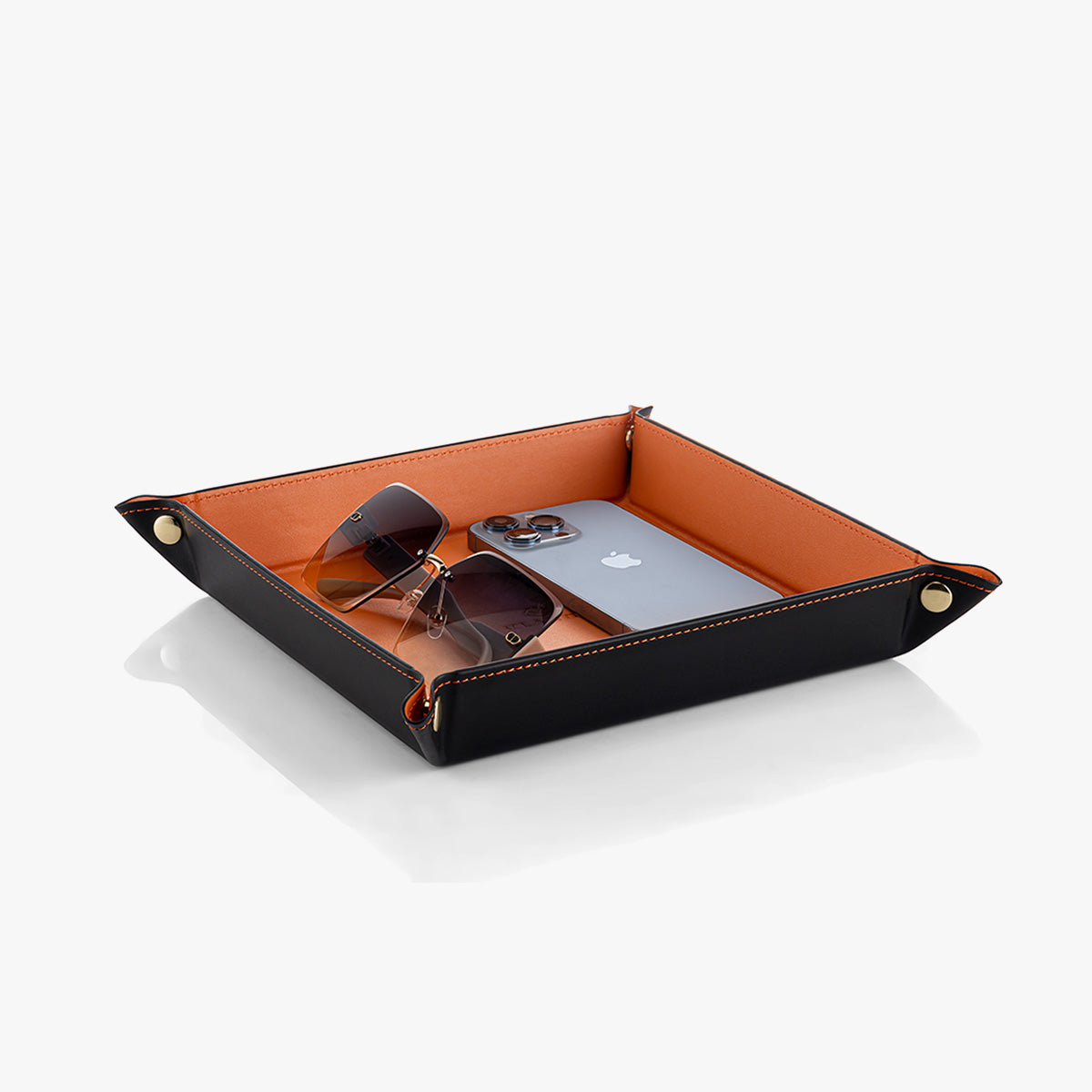 VLANDO Leather Valet Tray Organizer – Nightstand & Vanity Catchall Tray for Keys, Wallet & Accessories