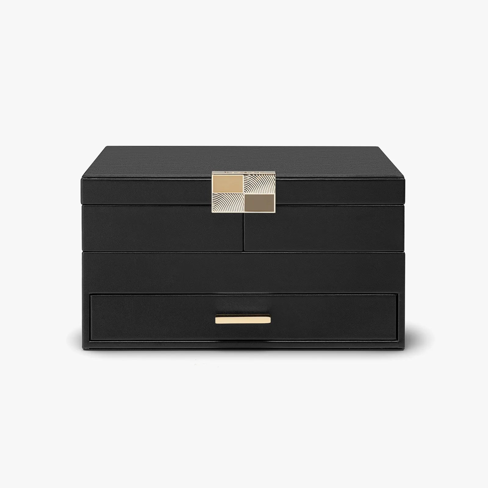 VLANDO Quiet Luxe 3-Layer Jewelry Box Organizer with Retractable Tray