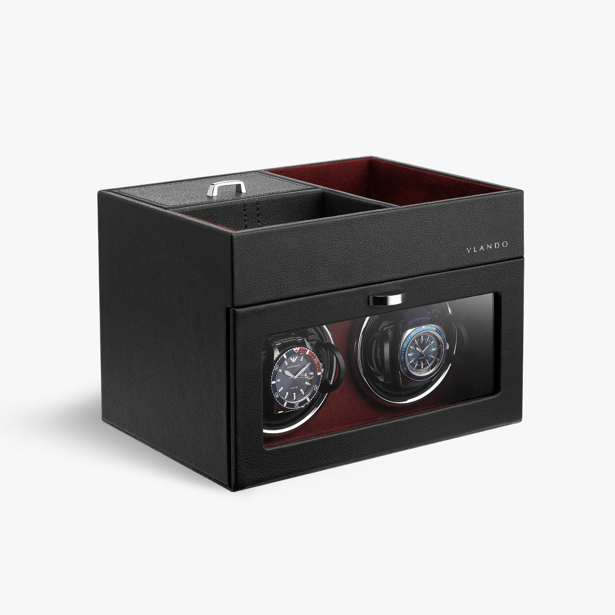 VLANDO Automatic Double Watch Winder with Jewelry Valet Tray