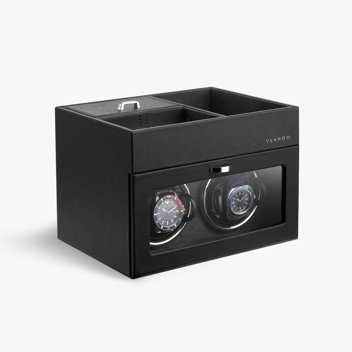 VLANDO Automatic Double Watch Winder with Jewelry Valet Tray