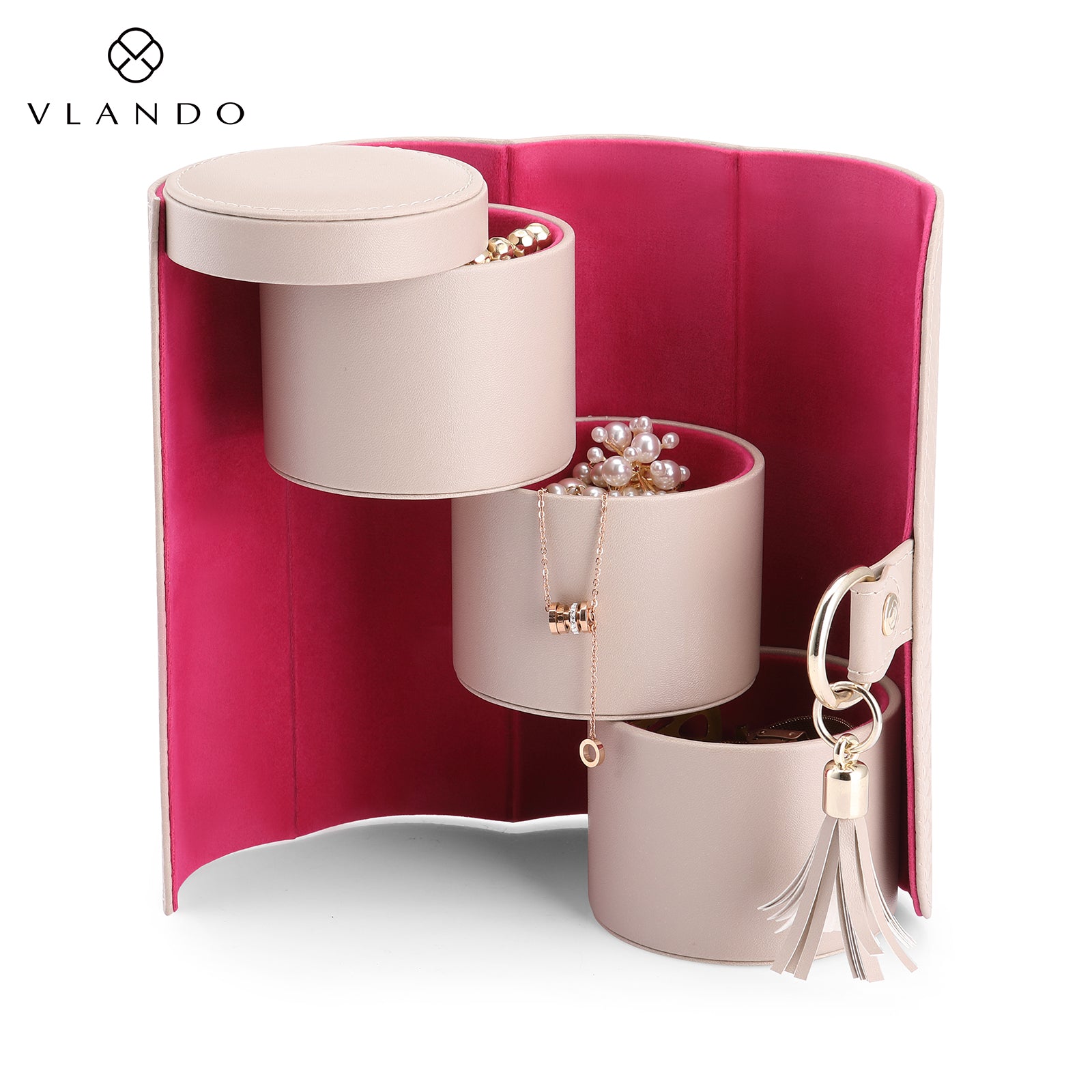 VLANDO Viaggio 3-Layer Rotation Small Travel Jewelry Box