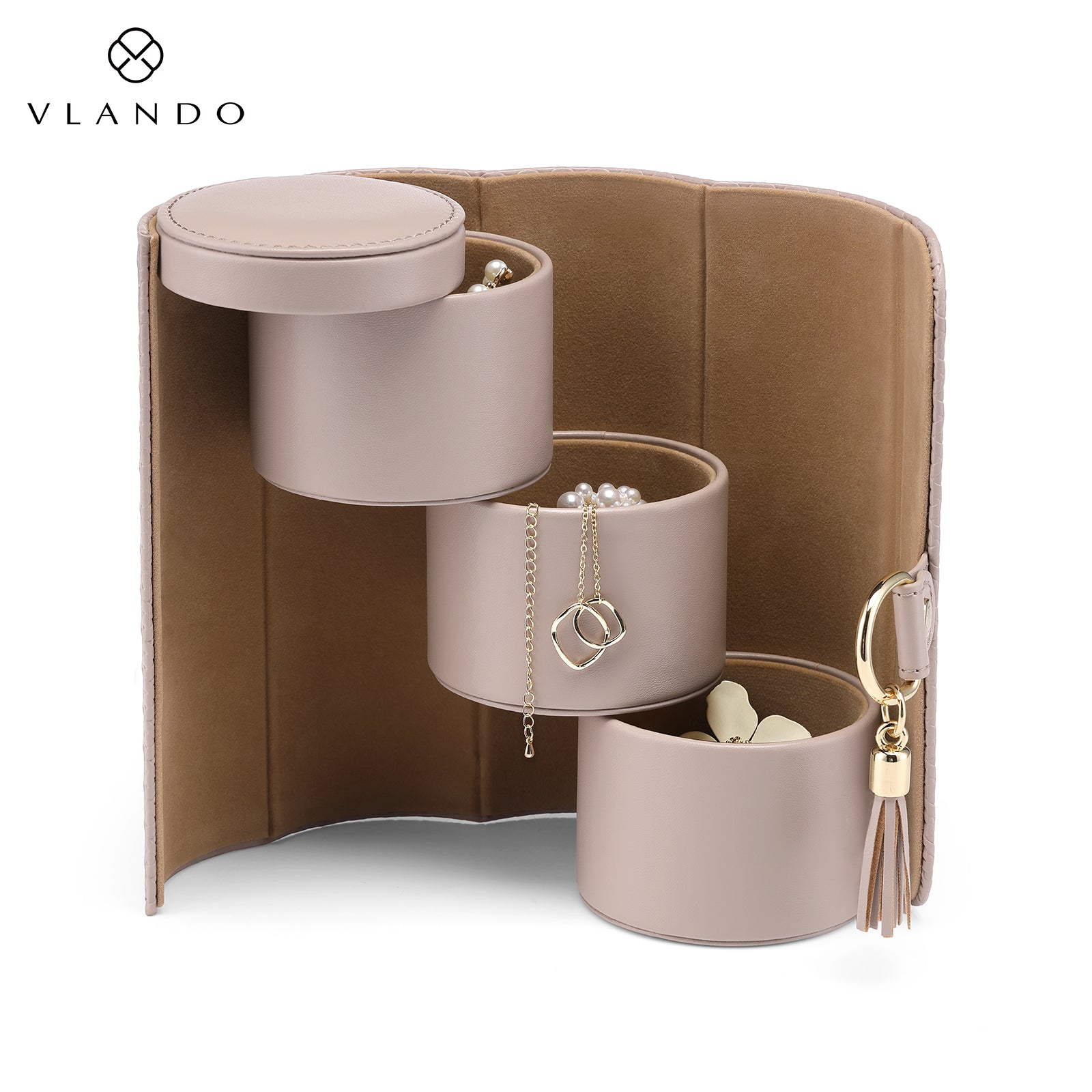 VLANDO Viaggio 3-Layer Rotation Small Travel Jewelry Box