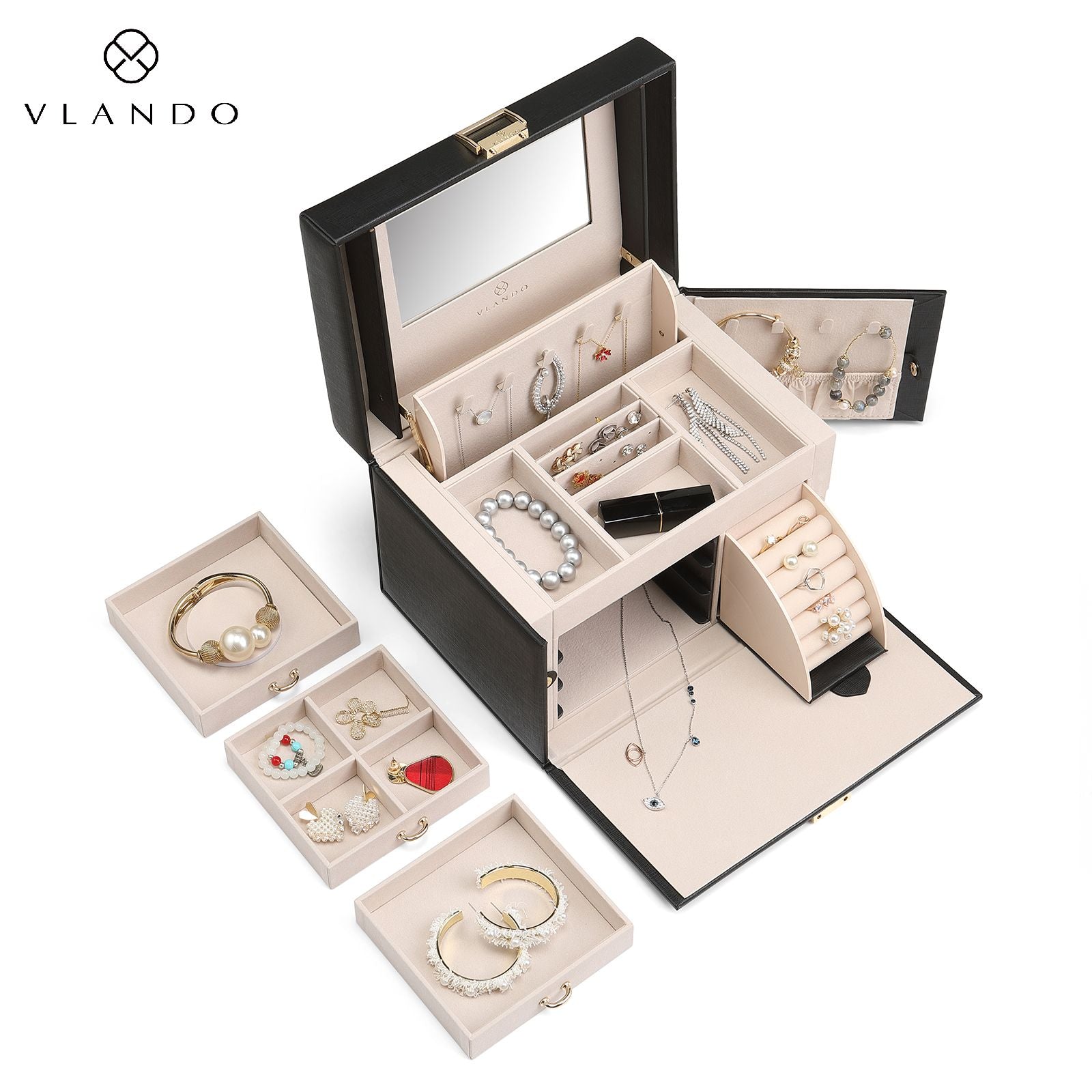 VLANDO City Beauty Classic Large Capacity Jewelry Box
