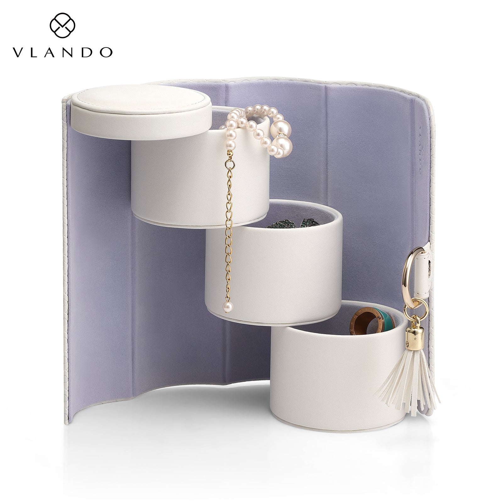 VLANDO Viaggio 3-Layer Rotation Small Travel Jewelry Box